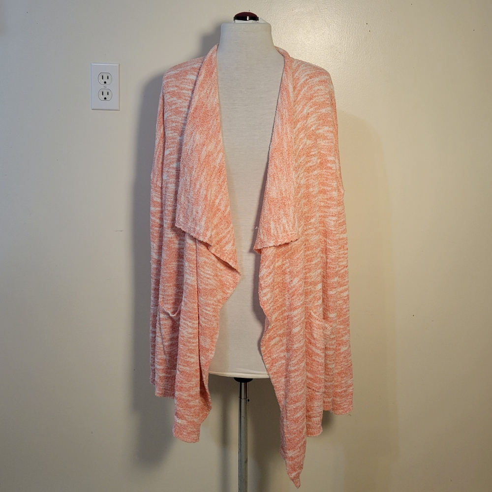 Adyson Parker (Women's XL) Heathered Pink Long Sleeve Knit Open Front Cardigan